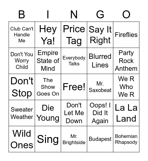 Nostalgia Mix Bingo Card