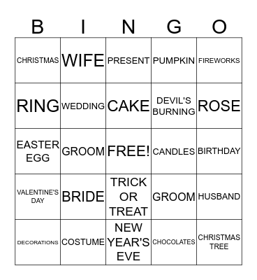 FESTIVALS Bingo Card