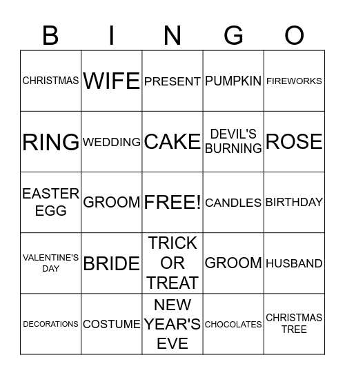 FESTIVALS Bingo Card