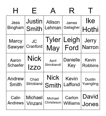 WingSwept - HEART Bingo Card