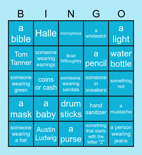 Church Bingo: cross off the things you find! Bingo Card