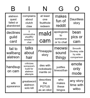 July 13th 2020 Bingo Card