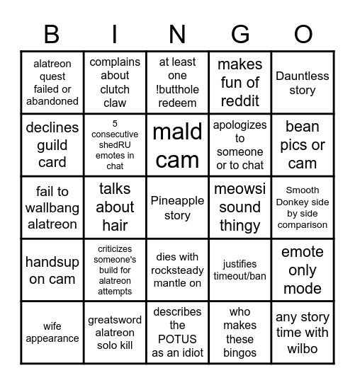 July 13th 2020 Bingo Card