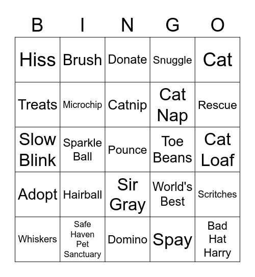 Bingo With Kitties Bingo Card
