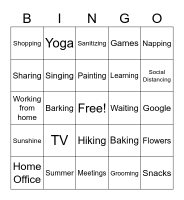 Summertime Bingo Card
