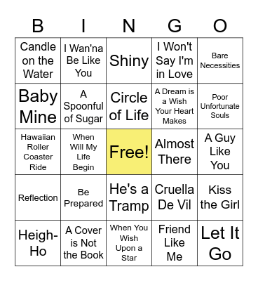 Disney Bingo Card