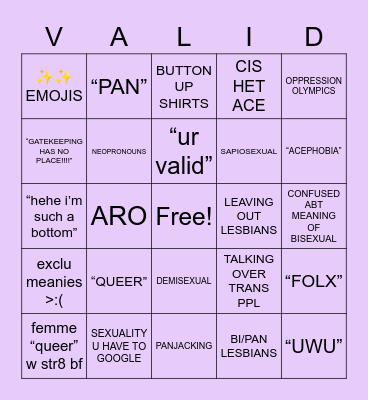 INCLUWU BINGO Card