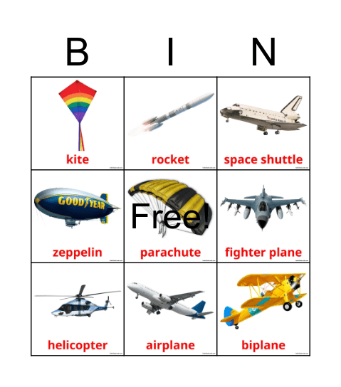 Aircraft Bingo Card