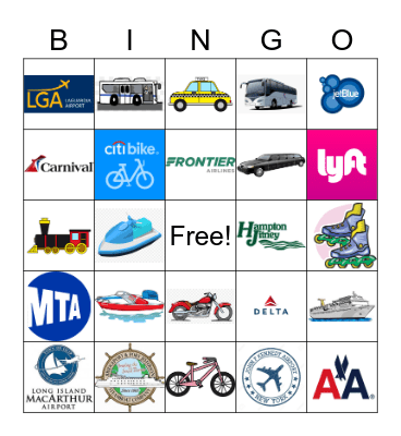New York Modes of Transportation Bingo Card