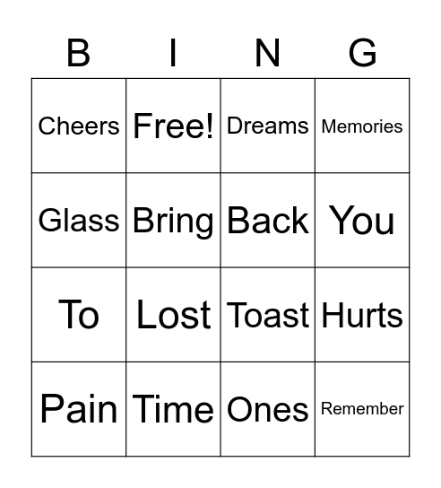 Memories Bingo Card