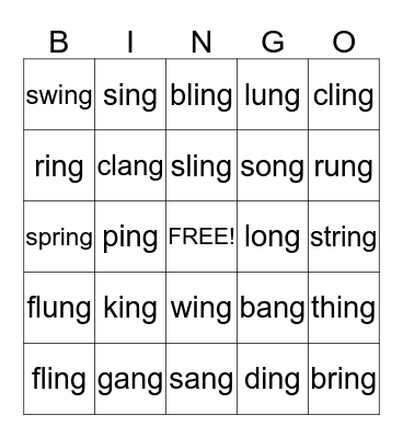 Digraph: ng Bingo Card