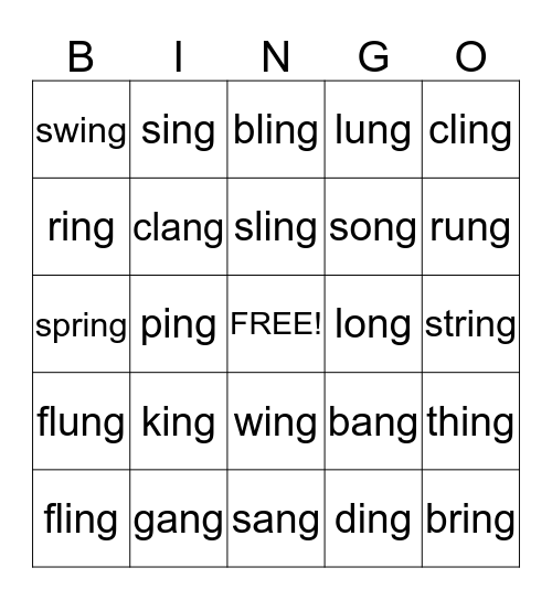Digraph: ng Bingo Card