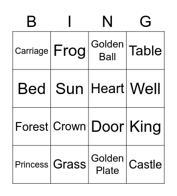 Frog King Picture Bingo Card