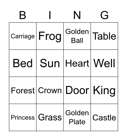 Frog King Picture Bingo Card