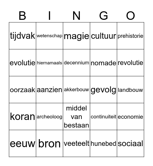 H1  Bingo Card