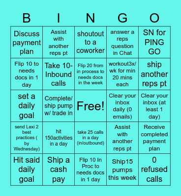 Week 2 Bingo Card