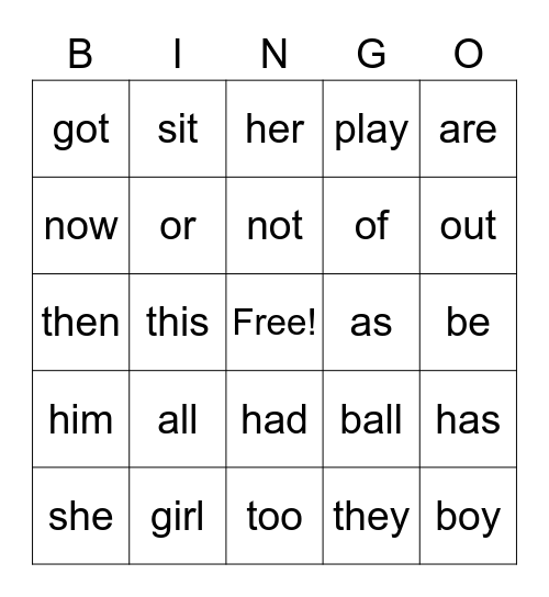 Bingo #1 Bingo Card