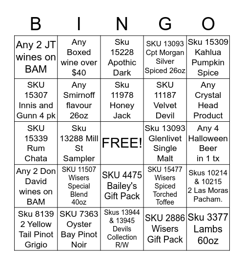 Topsail Road Bingo Card