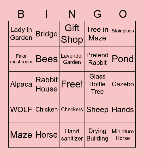 LAVENDER FARM Bingo Card