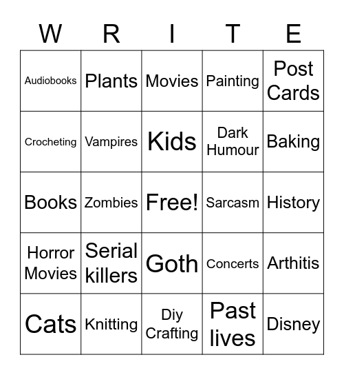 Penpals Bingo Card