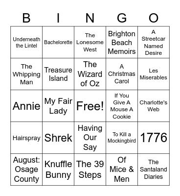 Cardinal Stage Company Bingo Card