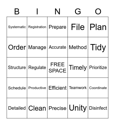 Organized Bingo Card