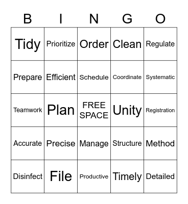 Organized Bingo Card