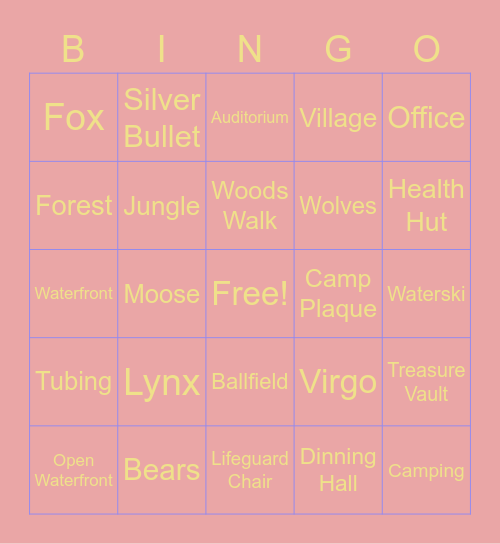 Camp Massawippi Bingo Card