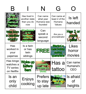 Team Synergy Ice Breaker BINGO Card