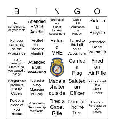 212 RCSCC Grenfell - Have You Ever Bingo Card