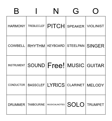 Orchestra Bingo Card