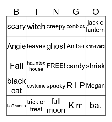 Halloween BINGO Card