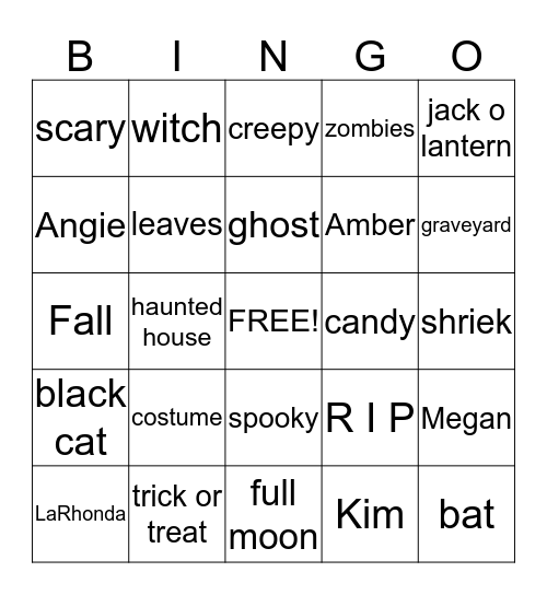 Halloween BINGO Card