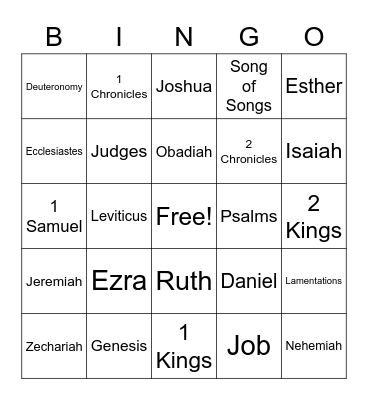 Old Testament Bingo Card
