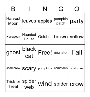 Halloween BINGO! Bingo Card