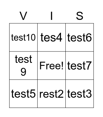 test Bingo Card