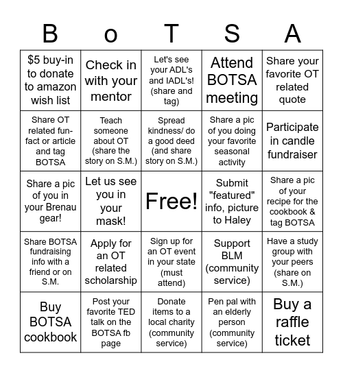 BOTSA BINGO Card