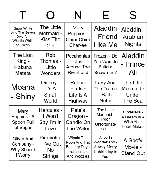 Game Of Tones 7/13/20 BLACKOUT Game Bingo Card