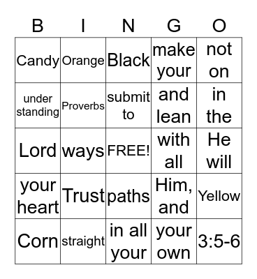 Candy Corn Bingo Card