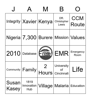 Village Life Bingo Card