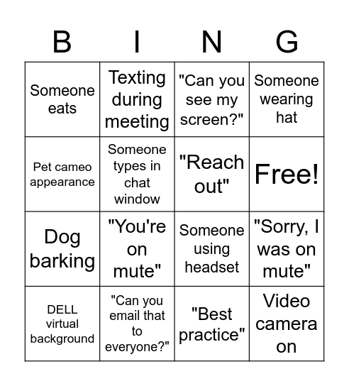 Team Plambeck BINGO Card