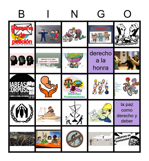 derechos fundamentales Bingo Card