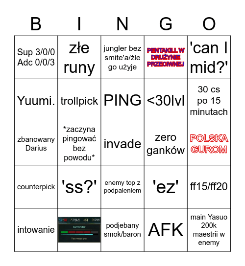 Ligowe Bingo Card