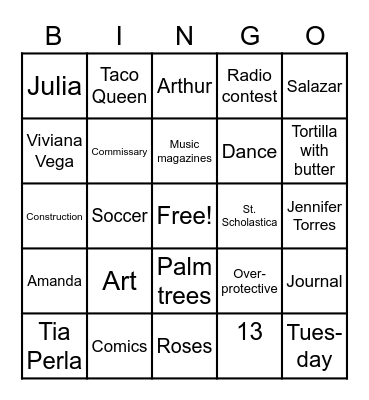Stef Soto, Taco Queen Bingo Card