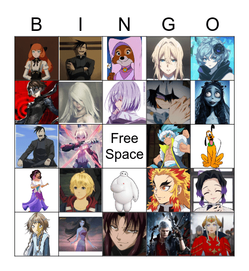 Favorite Character Bingo Card