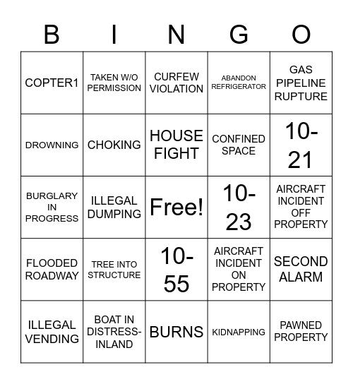 DISPATCHER BINGO Card