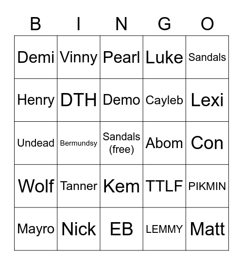 Friend Group Beating Up Bingo Card