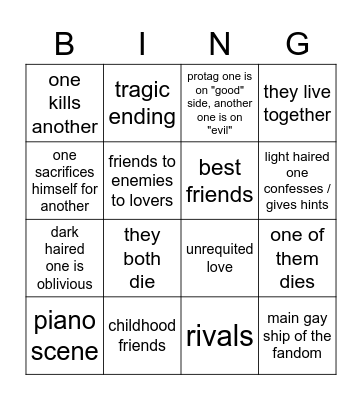 "Dairk haired protag x light haired bf" ship Bingo Card