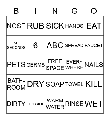 Handwashing Bingo Card