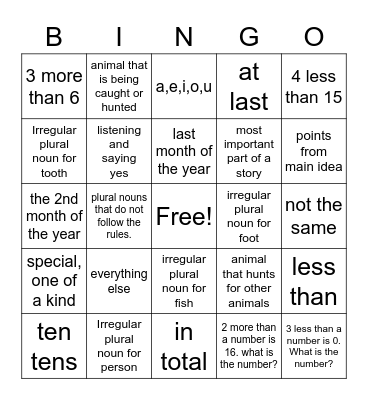 Week 2 Bingo Card